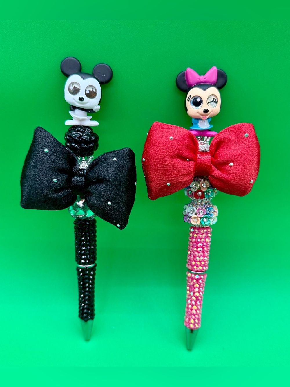Disney-Inspired Minnie Bow Crystal Accent Pens - Black & Pink